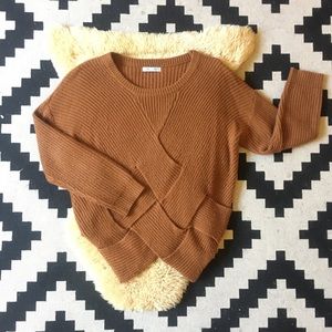 Toffee Crisscross Knit Sweater